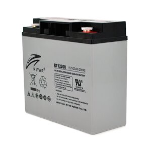 Акумуляторна батарея AGM RITAR RT12200, Gray Case, 12 V 20.0 Ah ( 181 х 77 х 167 ) Q4