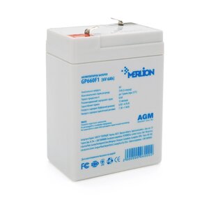 Акумуляторна батарея merlion AGM GP660F1 6 V 6 ah ( 150 x 35 x 90 (100 white Q10