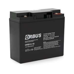 Акумуляторна батарея ORBUS ORB1218 AGM 12 V 18 Ah (180 x76x167) 5 kg Q4/192