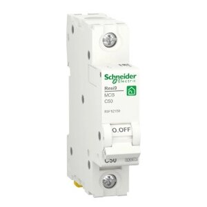 Автоматичний вимикач Schneider RESI9 50А, 1P, крива С, 6 кА