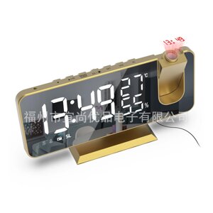 Електронний годинник EN-8827 дзеркальний LED-дисплей, з датчиком температури та вологості, будильник, FM-радіо,