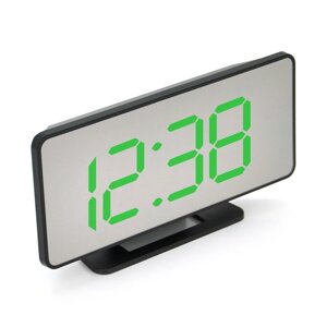 Електронний годинник VST-888Y Дзеркальний дисплей, з датчиком температури та вологості, будильник, живлення від кабелю