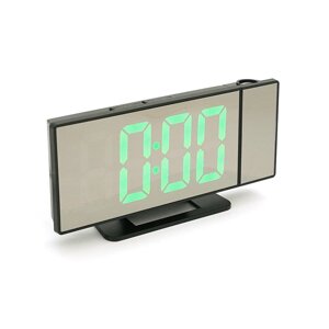 Електронний годинник VST-896 Дзеркальний дисплей, з датчиком температури та вологості, будильник, живлення від кабелю