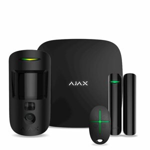 Комплект бездротової сигналізації Ajax StarterKit Cam Plus black (Hub 2 Plus