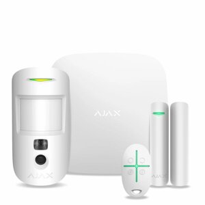 Комплект бездротової сигналізації Ajax StarterKit Cam Plus white (Hub 2 Plus