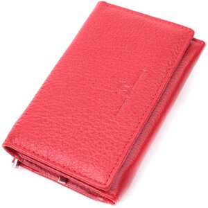 Шкіряний зручний жіночий гаманець у три складання ST Leather 22490 Червоний