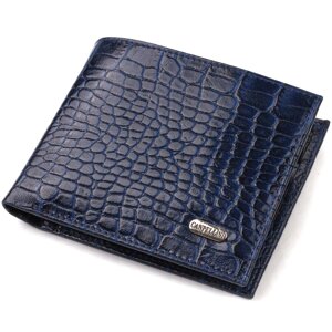 Гарний горизонтальний чоловічий гаманець середнього розміру з натуральної шкіри з тисненням під крокодила CANPELLINI