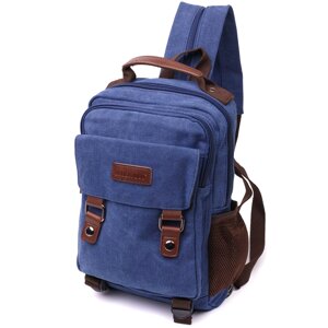 Легкий текстильний рюкзак з ущільненою спинкою і відділенням для планшета Vintage 22169 Синій