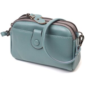 Модна сумка-клатч в стильному дизайні з натуральної шкіри 22087 Vintage Сіро-блакитна