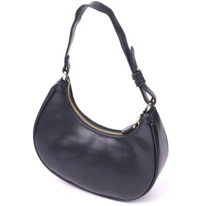 Модна жіноча сумка-хобо з натуральної гладкою шкіри 21288 Vintage Чорна