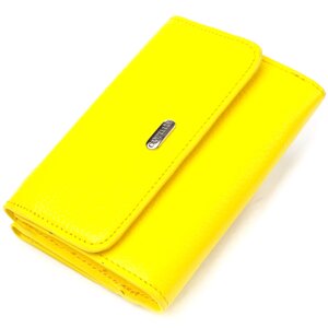 Молодіжний яскравий гаманець з натуральної шкіри флотар CANPELLINI 21597 Лимонний