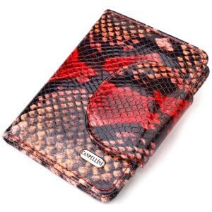 Невеликий жіночий гаманець з натуральної шкіри з тисненням під змію CANPELLINI 21667 Різнобарвний