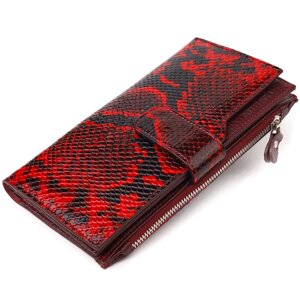 Незвичайний жіночий гаманець з натуральної шкіри з тисненням під змію CANPELLINI 21647 Різнобарвний