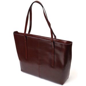 Практична сумка шоппер з натуральної шкіри 22103 Vintage Коричнева