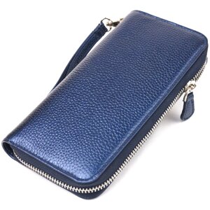 Чудовий гаманець з відливом для жінок з натуральної шкіри флотар CANPELLINI 21616 Синій