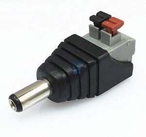 Роз'єм для приєднання живлення DC-M (D 5,5x2,1 мм) з клемами під ручний затискач під кабель (Black Plug), Q100