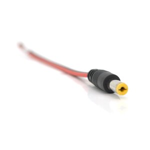 Роз'єм живлення DC-M (D 5,5x2,1 мм) кабель завдовжки 25 см black -red, Yellow plug OEM Q100