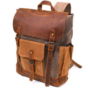 Рюкзак з бічними кишенями canvas Vintage 20112 Світло-сірий