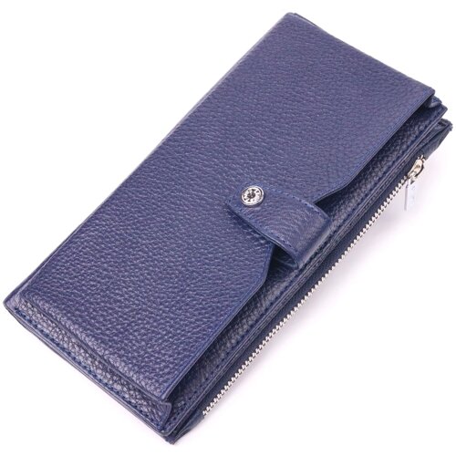Стильний вертикальний гаманець з натуральної шкіри KARYA 21423 Синій