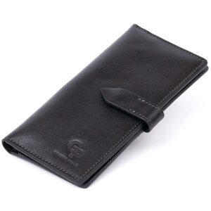 Вертикальний гаманець глянцевий Anet на кнопці GRANDE PELLE 11324 Чорний