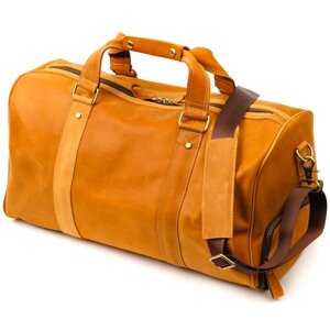 Містка дорожня сумка з натуральної вантажних шкіри Vintage 22140 Світло-коричнева