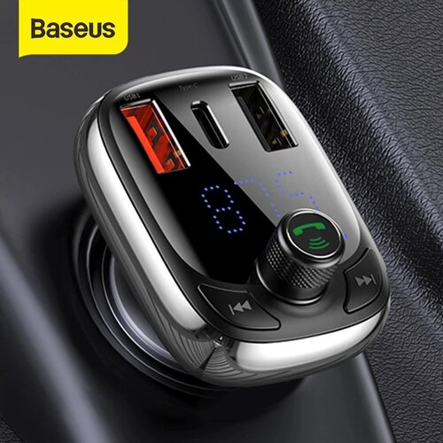 Автомобільний FM-трансмітер Baseus S-13 модульатор USB автомобільний зарядний пристрій Black