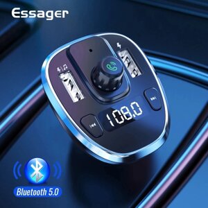 Автомобільний FM-трансмітер Essager F01 модульатор USB автомобільний зарядний пристрій Silver