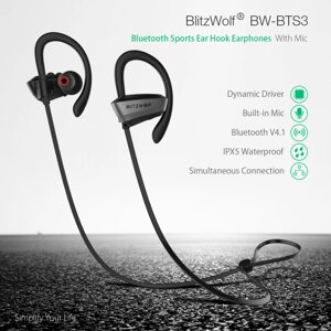 Бездротові водонепроникні навушники з мікрофоном (гарнітура) Blitzwolf BW-BTS3 Black