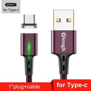 Elough E-Star 3A магнітний USB Type-C кабель. Швидке заряджання Qualcomm Quick Charge 3.0 Burgundy Red