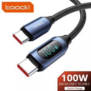 Кабель Toocki TQ-X03 Type-C USB-C to USB-C PD 100w Fast Charge Digital display Коричневий, 2