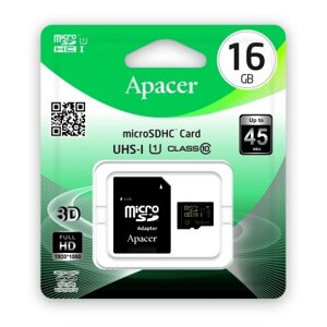 Картка пам'яті apacer 16 GB microsdhc UHS-I class 10 (AP16GMCSH10U1-R)