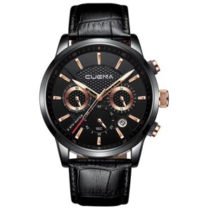 Чоловічий стильний водонепроникний годинник CUENA 6805 Black-Copper
