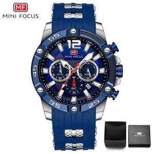 Зовнішній кварцовий чоловічий годинник Mini Focus MF0349G Blue-Silver