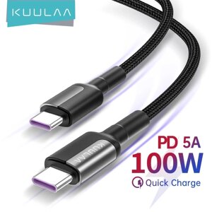 Оригінальний кабель KUULAA D106 USB-C PD 100 вт QC4.0 для Xiaomi Poco X3, MacBook, iPad Black 1М