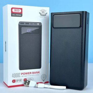 Power Bank XO-PR124 портативний акумулятор 40000 mAh 4USB з ліхтариком чорний