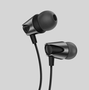 Дротові вакуумні стереонавушники з мікрофоном KUULAA M17 BLACK з вологозахистом IPX5 Earbuds Deep Bass