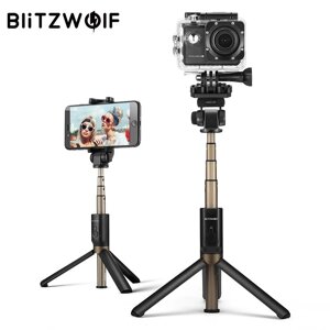 Селфі-стик 4 в 1, монопод Blitzwolf BW-BS3 Sport Black з Bluetooth керуванням + кріплення для екшн-камер