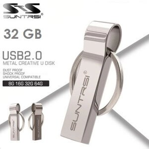 Suntrsi USB-флешка-накопичувач 32GB брелок Metal Flash Drive Key Ring High Speed Silver