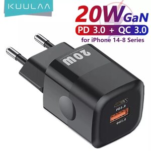 Зарядний пристрій kuulaa KL-CD59 20W gan USB/type-C PD швидка зарядка QC3.0 PD3.0 USB-C