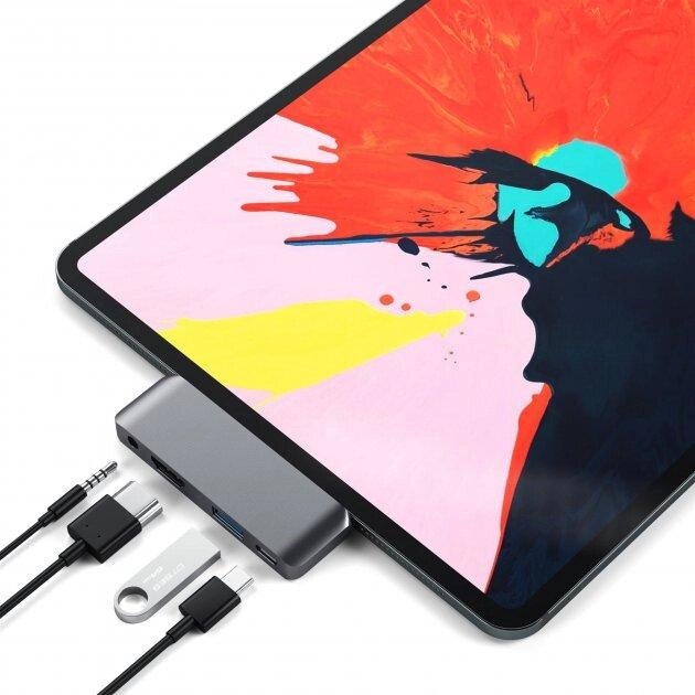 Алюмінієвий адаптер розгалужувач для iPad з USB-C заряджання PD 4K HDMI USB 3,0 3,5 мм роз'єм для навушників від компанії Магазин "Astoria-gold" - фото 1