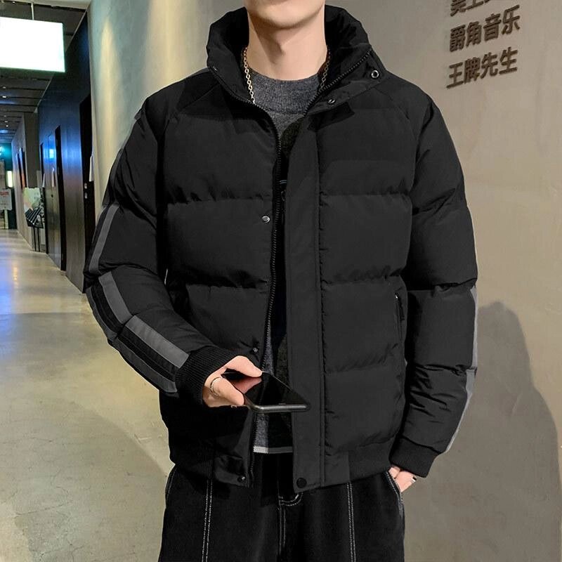 Чоловіча зимова пухова куртка повсякденна молодіжна комір-стійка чорна від компанії Магазин "Astoria-gold" - фото 1