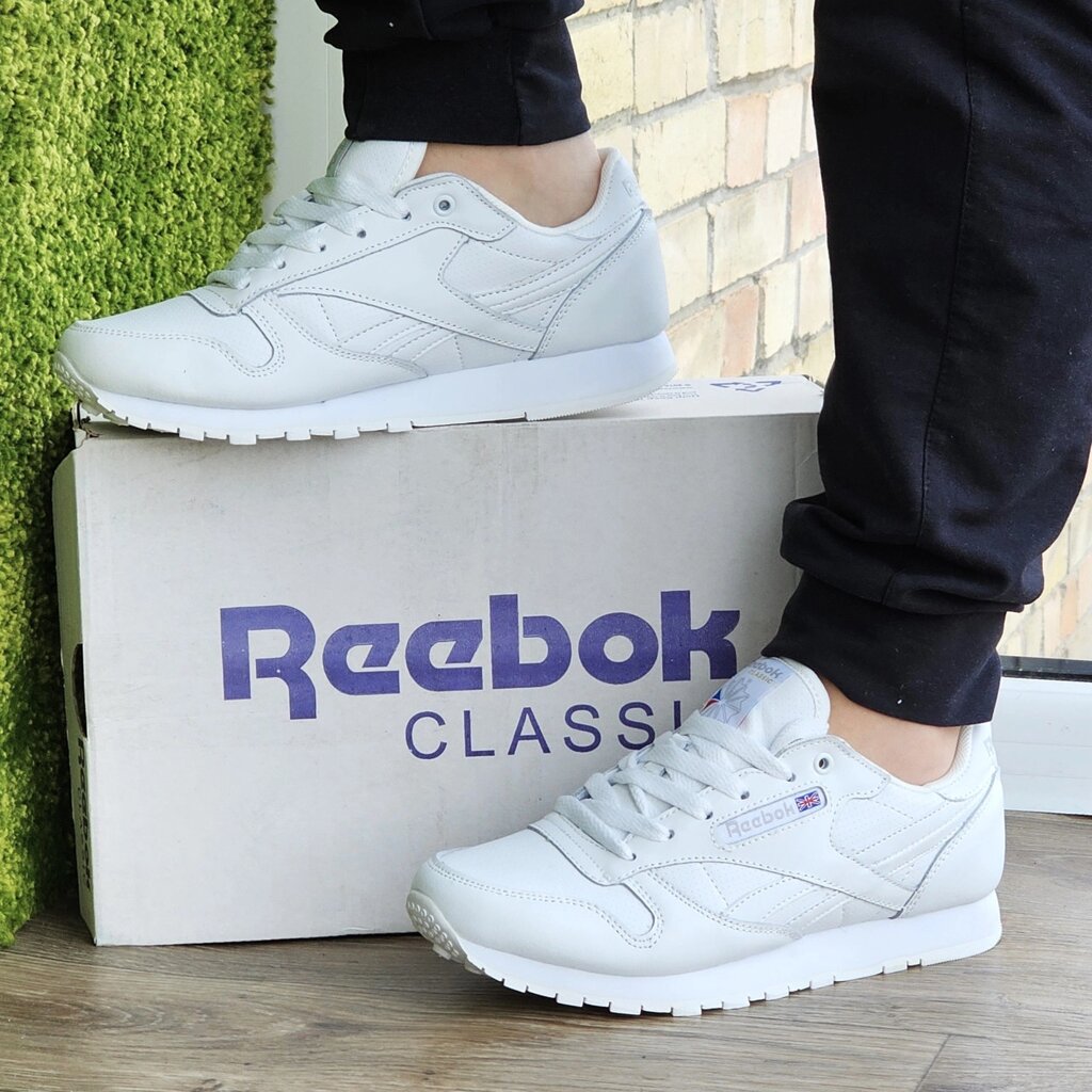 Чоловічі Кросівки Reebok Classic Білі шкіряні Рибок (розміри: 41,42) Відео Огляд від компанії Магазин "Astoria-gold" - фото 1