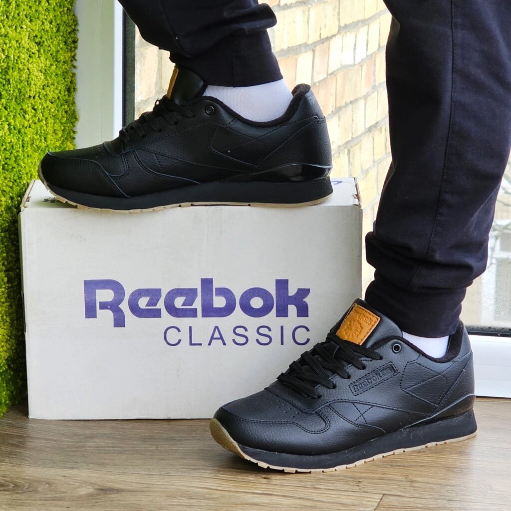 Чоловічі Термо Кросівки Reebok Classic Чорні Зимові Рибок Шкіряні (розміри: 41,42,43,44,45,46) - 76-2 від компанії Магазин "Astoria-gold" - фото 1