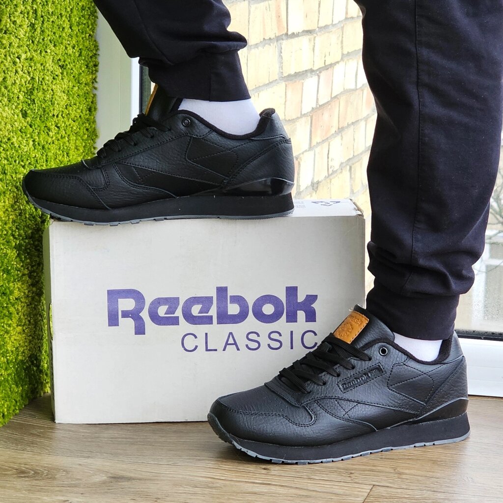 Чоловічі Термо Кросівки Reebok Classic Чорні Зимові Рибок Шкіряні (розміри: 41,42,43, 44,45,46) - 76-3 від компанії Магазин "Astoria-gold" - фото 1