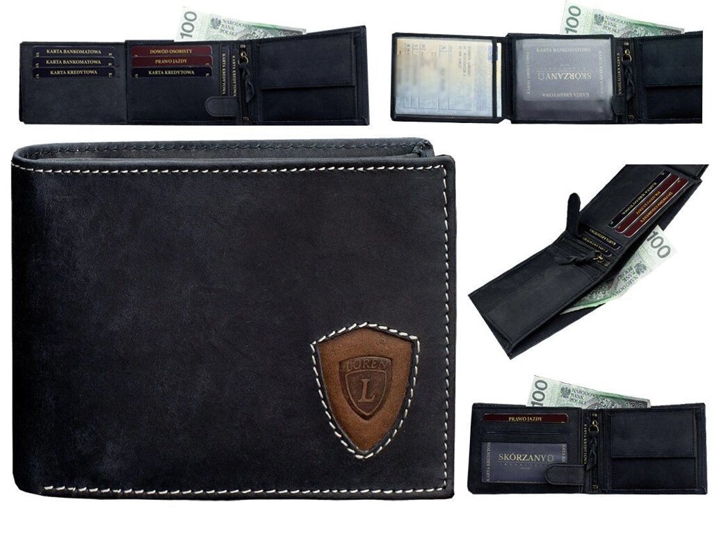 Чоловічий гаманець бренд Loren з натуральної шкіри (чорний) від компанії Магазин "Astoria-gold" - фото 1