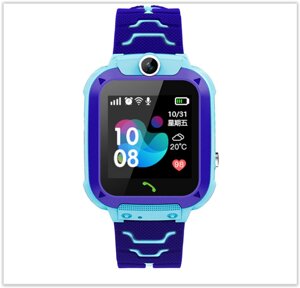 Дитячий розумний годинник S12 з GPS та підтримкою сім-карти Водонепроникні кнопка SOS сині
