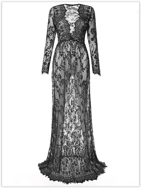 Довгий пеньюар-плаття для вагітних (Чорний) від компанії Магазин "Astoria-gold" - фото 1