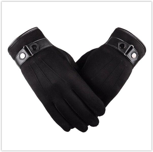 Дуже теплі чоловічі рукавички м'яка шкіра чорні код 104 від компанії Магазин "Astoria-gold" - фото 1