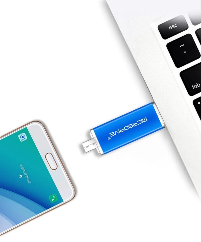 Двостороння флешка USB і micro-USB + перехідник Type-C Microdata 32GB від компанії Магазин "Astoria-gold" - фото 1