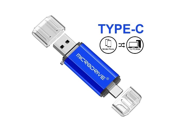 Двостороння флешка USB + Type-C Microdrive металева флешка для смартфону 32GB від компанії Магазин "Astoria-gold" - фото 1